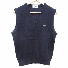 クロコダイル CROCODILE ニットベスト プルオーバー Vネック L 紺 ネイビー /YK