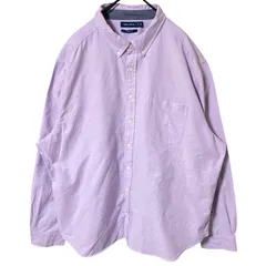 3XL オーバーサイズ ノーティカ ワンポイント パープル系 ボタンダウン 刺繍 無地 シンプル 単色 シャツ レディース ユニセックス メンズ 古着 長袖