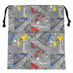 【メール便】ポケットモンスター 巾着袋 巾着L グレー ポケモン マルヨシ 新学期準備雑貨 幼稚園 小学生 キャラクター グッズ 
