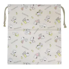 【メール便】スヌーピー 巾着袋 巾着L キナリ ピーナッツ マルヨシ 新学期準備雑貨 幼稚園 小学生 キャラクター グッズ 