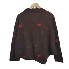 慈雨(ジウ/センソユニコ) 長袖カットソー サイズ40 M レディース - ダークブラウン×ネイビー×マルチ ハイネック/花柄