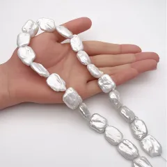 【１点限り】連40cm 大粒 淡水パール バロック レクタングル 変形 訳あり アウトレット ハンドメイド 素材 パーツ ビーズ ルース m0029
