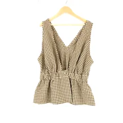 未使用 JEANASIS ジーナシス JS064800CF チェックジャガードペプラム ベスト FREE ポリエステル他 ノースリーブ ジレ ビスチェ トップス レディース AU3588A4 