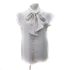 ロペピクニック ROPE Picnic ブラウス プルオーバー シアー ボウタイ リボン フレンチスリーブ 38 M ベージュ /YI