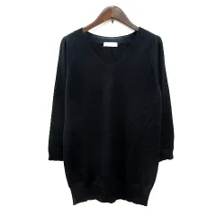 エニィスィス エニシス anySiS ニット カットソー Vネック 長袖 2 M 黒 ブラック /MN