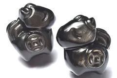 繊細彫刻 シルバーオブシディアン　43x32x46mm　馬午年 置物 1個売り パワーストーン 天然石 _CRG202【宅急便】