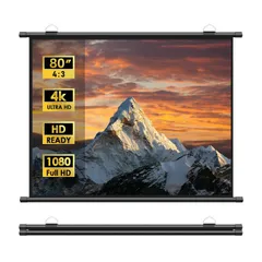 折りたたみ 視野角170° 吊り下げ 大画面 ホームシアター 壁掛け 80インチ4:3 投影スクリーン スクリーン 持ち運び プロジェクター 屋内屋外兼用
