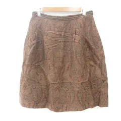 キース KEITH フレアスカート ひざ丈 ペイズリー柄 38 M 茶 ブラウン /MN