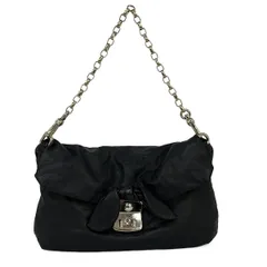 MARC BY MARC JACOBS(マークバイマークジェイコブス) ショルダーバッグ - 黒 チェーンショルダー/ストラップ着脱可/リボン レザー