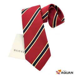 GUCCI グッチ ネクタイ ストライプ レッド×ネイビー系 未使用 aq2708