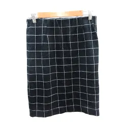 ナチュラルビューティーベーシック NATURAL BEAUTY BASIC タイトスカート ひざ丈 チェック S 黒 ブラック /AU