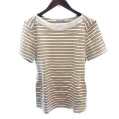 セオリーリュクス theory luxe ニット カットソー ボーダー 半袖 38 M ベージュ /AU