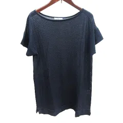 セオリーリュクス theory luxe チュニック ニット ボートネック メッシュ 切替 半袖 38 M 紺 ネイビー /AU