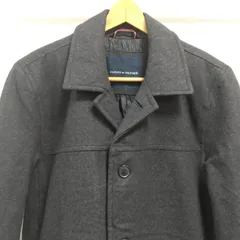 ks70◆ チェスターコート ウールコート TOMMY HILFIGER メンズ Mサイズ ダークグレー