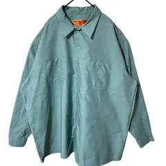 4XL グリーン系 レッドキャップ オーバーサイズ ワーク ストリート シャツ レディース ユニセックス メンズ 古着 長袖