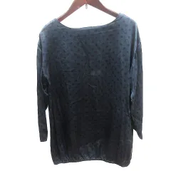 ユナイテッドアローズ UNITED ARROWS STYLE for LIVING シャツ ブラウス ドット 絹 シルク 七分袖 紺 ネイビー /AU