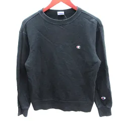 チャンピオン CHAMPION トレーナー スウェット ラウンドネック 裏起毛 刺繍 長袖 L 黒 ブラック /AU