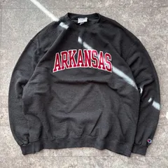 古着 メンズ champion スウェット カレッジロゴ ARKANSAS アーカンソー グレー 2XL ビッグサイズ