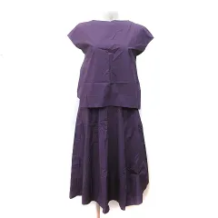 プラステ PLST セットアップ 上下 シャツ ブラウス プルオーバー フレンチスリーブ フレアスカート ロング XS 紫 パープル /YI