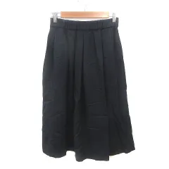 グリーンレーベルリラクシング ユナイテッドアローズ green label relaxing フレアスカート ミモレ ロング ウール 36 濃紺 ネイビー /MS