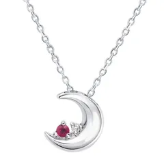 [シアーズ] 天然ダイヤモンド シルバー ネックレス レディース クレセントムーン ルビー 7月誕生石