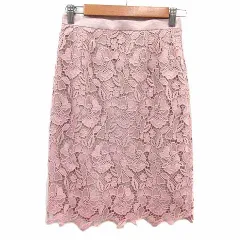 ジャスグリッティー JUSGLITTY タイトスカート ひざ丈 総レース 1 S ピンク /YK