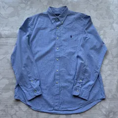 ラルフローレン 長袖 BDシャツ XL ブルー チェック ポニー刺繍 ボタンダウン