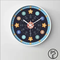 【新品?未使用】 アナログ時計 電波 ウォールクロック 壁掛け時計 モダン 知育時計 子供用 子供部屋 掛時計 子供部屋 子供用 知育 時計 壁