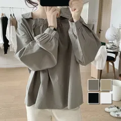 襟付きスクエアネックブラウス レディース トップス 長袖 無地 ギャザー 春服 秋 10代 20代 30代 韓国ファッション 可愛い くすみカラー 大きいサイズ