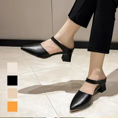 ポインテッドトゥハイヒール レディース パンプス ミュール 無地 10代 20代 30代 韓国ファッション オフィスカジュアル ポイント スクエアヒール ストラップ
