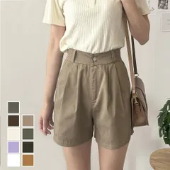 タック入りキュロットパンツ レディース ボトムス 春 夏服 韓国ファッション 10代 20代 30代 オフィスカジュアル ハイウエスト フレア スクール シンプル ショートパンツ 脚長効果 ポケット デザイン 綿 ポリエステル