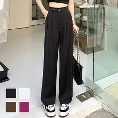 ロングタックパンツ レディース ボトムス 韓国ファッション 10代 20代 30代 春服 秋 冬 ワイドパンツ オフィスカジュアル 大きいサイズ タック入り ストレート