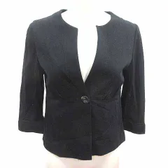 23区 オンワード樫山 ノーカラージャケット 七分袖 38 M 黒 ブラック /YK