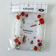 【アウトレット品】B8 キラキラビジュー　レッド　うねうね　ホイップデコ　トレカケースデコ　トレカケース　硬質ケースデコ　レジン　ハンドメイド