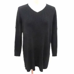 ロージー ROSIEE ニット カットソー チュニック丈 Vネック スリット 長袖 F 黒 ブラック /YK