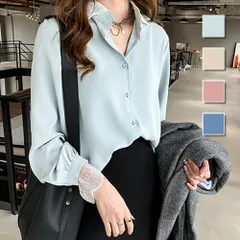 ポイントレースブラウス レディース トップス シャツ 長袖 春服 秋服 韓国ファッション 10代 20代 30代 オフィスカジュアル フェミニン 大きいサイズ