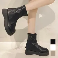 折り返しショートブーツ レディース 10代 20代 30代 韓国ファッション 春 秋 冬 カジュアル 可愛い 白 黒 シンプル 無地 暖かい 靴