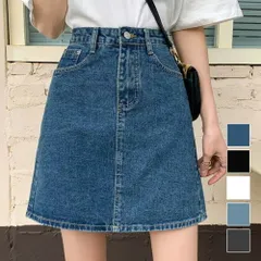 デニム風ミニスカート レディース 10代 20代 30代 韓国ファッション 春 夏 秋 カジュアル かわいい おしゃれ シンプル ミニ丈 白 黒