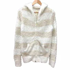 ジェラートピケ gelato pique ルームウェア パーカー ジップアップ ボーダー 長袖 F 白 ホワイト ベージュ /YK