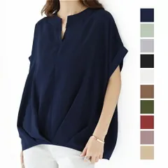 裾タックブラウス 半袖 シャツ ブラウス 裾タック Vネック 無地 おしゃれ トップス 大人 上品