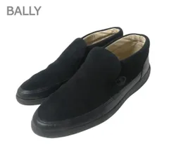 美品 BALLY バリー サイズ6.5E 約25.5㎝ スエード ロゴ ローカット スニーカー スリッポン 黒 ブラック メンズ
