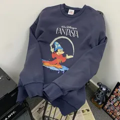 《新品・未使用》ミッキー プリント ヴィンテージ風 ルーズフィット クルーネック スウェット ユニセックス ネイビー サイズ：S～XL（K）