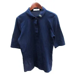 ラコステ LACOSTE ポロシャツ 鹿の子 五分袖 40 M 紺 ネイビー /AU