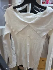 パール ボタン カラ ニット カーディガン アイボリー