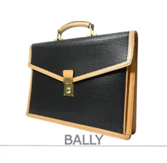 美品 BALLY バリー レザー 型押し ビジネスバッグ ブリーフケース 書類カバン ブラック×ブラウン メンズ