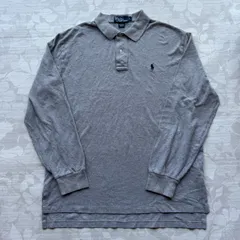 ポロバイラルフローレン 長袖 ポロシャツ ロンT Lサイズ 鹿の子 グレー ワンポイント刺繍