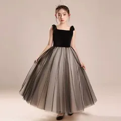 子供ドレス ピアノ発表会 ロング 結婚式 キッズ フォーマルドレス 子どもドレス ジュニアドレス 黒 ピンク 110 120 130 140 150