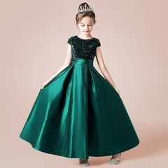 子供ドレス ピアノ発表会 ロング 結婚式 キッズ 女の子 フォーマルドレス 半袖 ワンピース ガールズ 子どもドレス