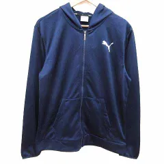 プーマ PUMA パーカー ジップアップ フード ロゴプリント 長袖 M 紺 ネイビー /YK