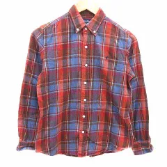 ジムフレックス Gymphlex ネルシャツ ボタンダウン チェック長袖 14 赤 レッド 青 ブルー /YK